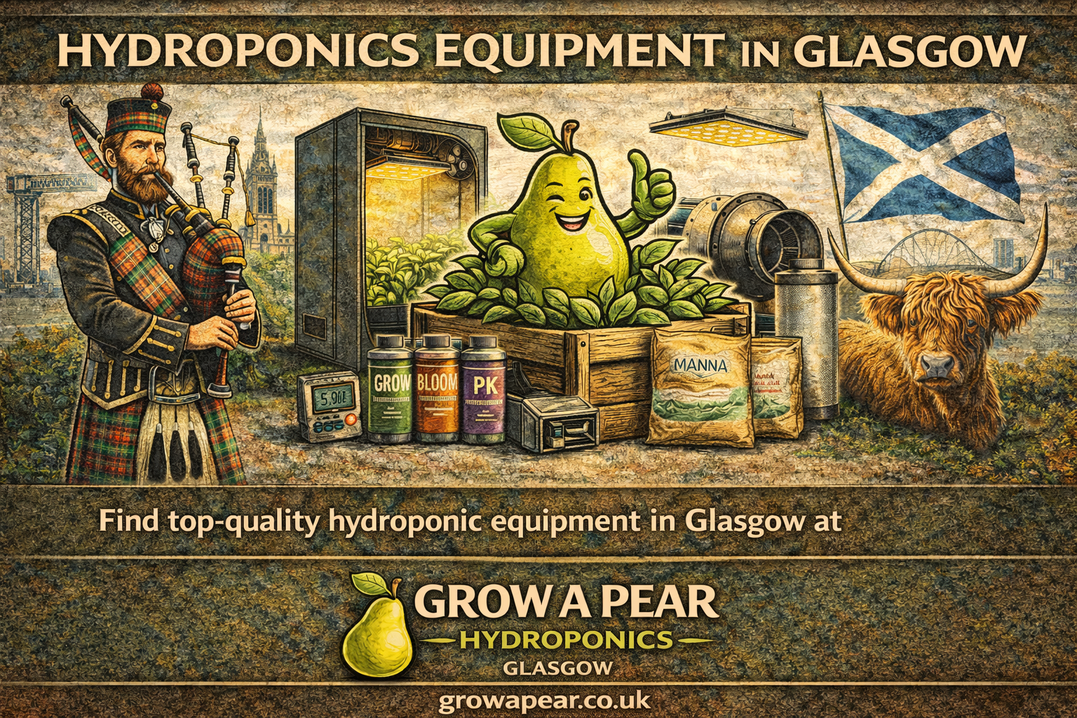 Hydroponics equipment in Glasgow including grow tents lights and nutrients