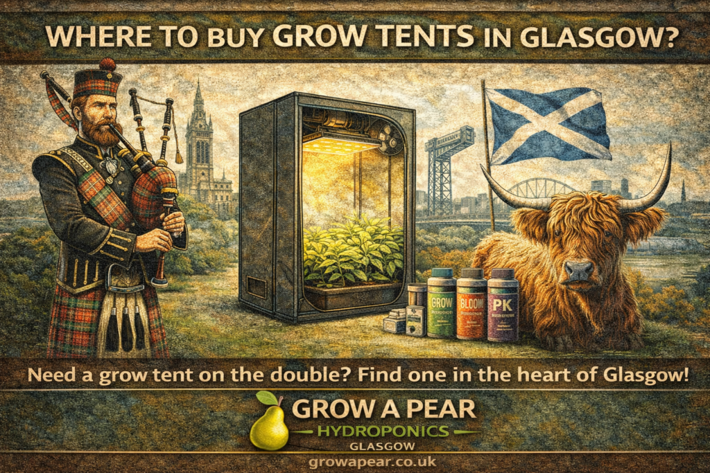 Grow tents available in Glasgow at Grow a Pear Hydroponics store with indoor growing equipment and hydroponic supplies